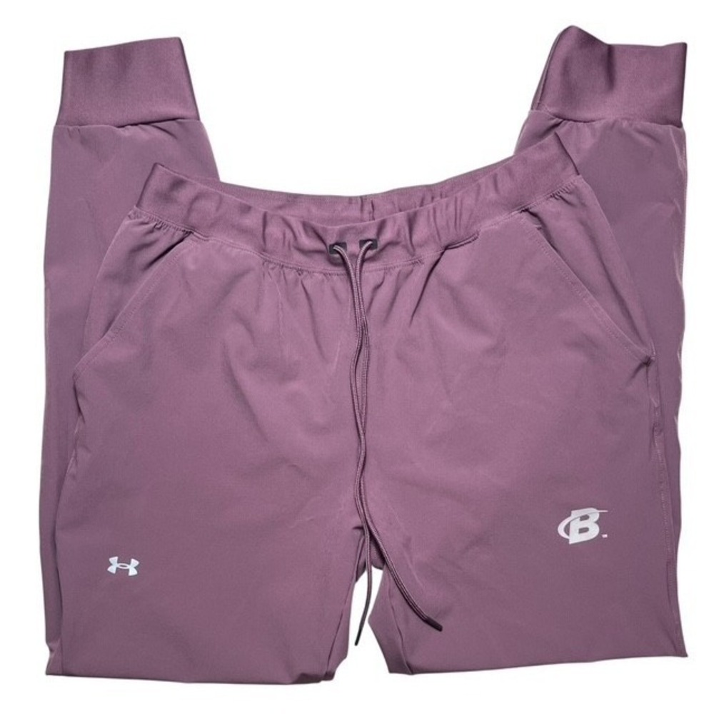 Under Armour Womens Sz M Storm Bodybuilding Logo Woven Joggers Maroon-1551